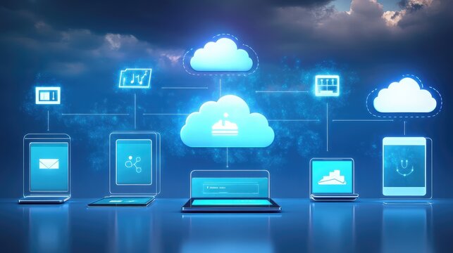 Multiple devices synced showing cloud storage usage and synchronization status