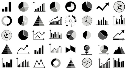 Simple Set of Graphs and Charts - Vector Icons Collection Illustration