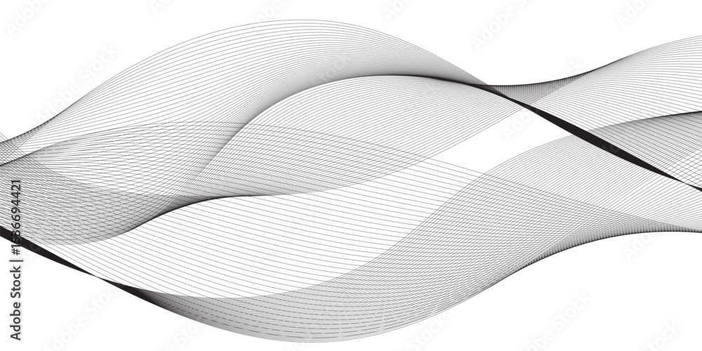 Poster abstract wavy grey stream element for design on transparent background isolated. frequency sound wav