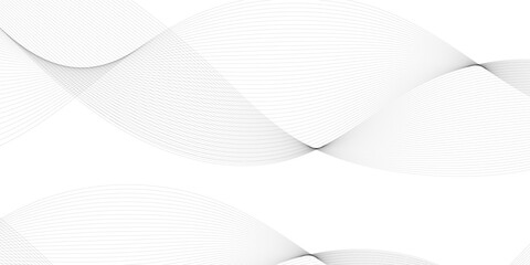 Abstract grey smooth element swoosh speed wave modern stream background. Abstract wave line for banner, template, wallpaper background with wave design. Vector illustration	
