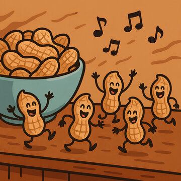 Nuts dancing and having a party