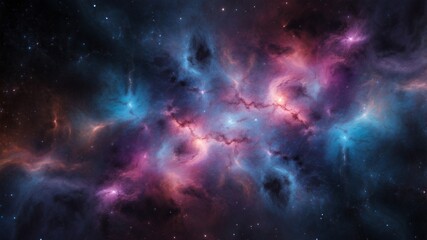 Vibrant nebula showcasing a breathtaking display of colors and cosmic structures.