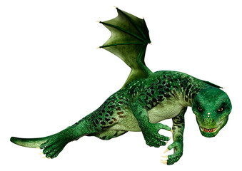 Fototapeta premium 3D Rendering Fairy Tale Dragon on White