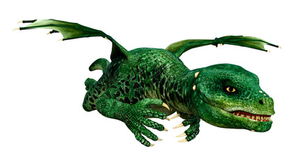 3D Rendering Fairy Tale Dragon on White