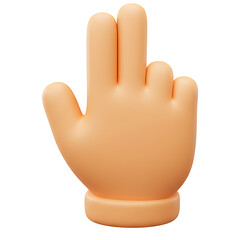 Obraz premium 3D Cartoon Three-Finger Salute Hand with Folded Pinky and Thumb in Upright Gesture