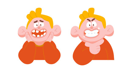 Diastema teeth and Healthy teeth (Man) illustration vector design on white background. Dental care concept.