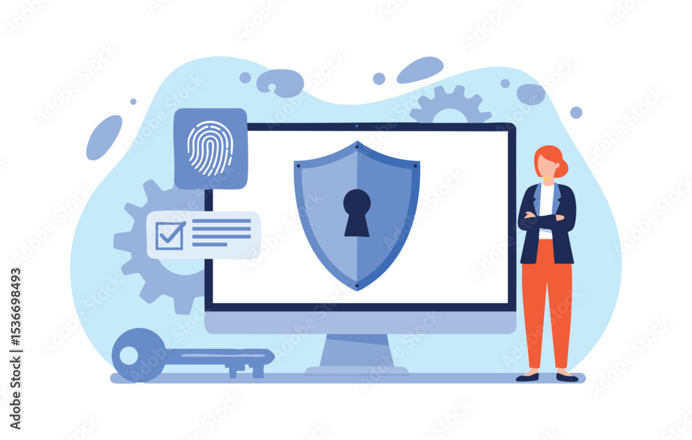 Poster cybersecurity protecting your digital assets with robust security measures and strategies