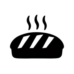 Fresh Bread Icon with Steam – Bakery, Loaf, Baking Symbol
