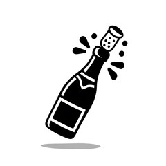 Champagne Bottle Icon – Celebration Drink Popping Cork Symbol