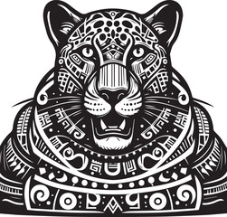 Black and White Jaguar Vector Illustration – Minimalist Wild Cat Silhouette Art	