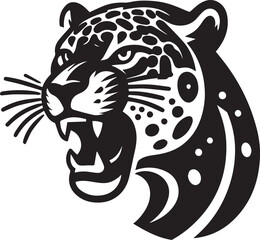 Black and White Jaguar Vector Illustration – Minimalist Wild Cat Silhouette Art	