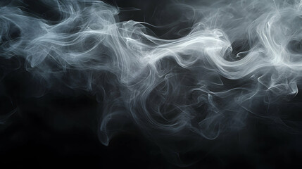 White Smoke Abstract Art Dark Background Swirling Vapor