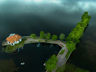 aerial view of lake in Mavrohori Kastoria