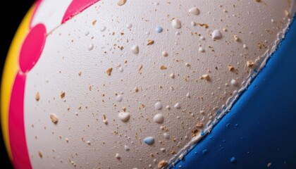 Closeup of a Colorful Beach Ball with Textured Surface and Bright Colors on a Dark Background