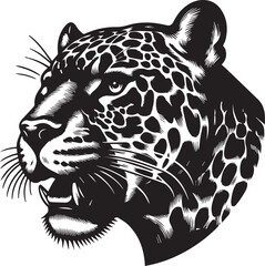 Black and White Jaguar Vector Illustration – Minimalist Wild Cat Silhouette Art	