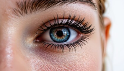 Fototapeta premium Close-Up of a Beautiful Human Eye with Vibrant Blue and Brown Colors Emphasizing Emotion and Depth