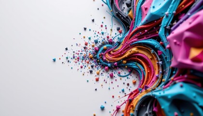 Colorful Abstract Flowing Design with Dynamic Textures and Vibrant Shapes on a Light Background