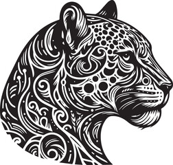 Black and White Jaguar Vector Illustration – Minimalist Wild Cat Silhouette Art	