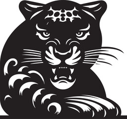 Black and White Jaguar Vector Illustration – Minimalist Wild Cat Silhouette Art	