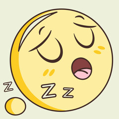 Fototapeta premium Sleepy face emoji with closed eyes and zzz