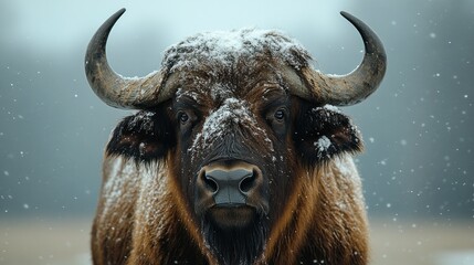 Naklejka premium Winter buffalo portrait