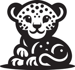 Black and White Jaguar Vector Illustration – Minimalist Wild Cat Silhouette Art	