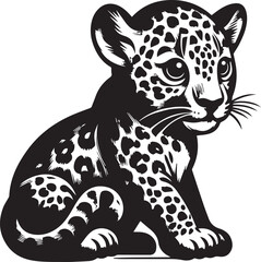 Black and White Jaguar Vector Illustration – Minimalist Wild Cat Silhouette Art	
