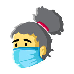 Made in UK Of a girl wearing a blue face mask vector icon flat style.