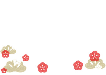 梅の花と松の和風フレーム