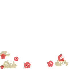 梅の花と松の和風フレーム