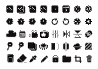 Creative editing tools software icon set collection photo vector editor application