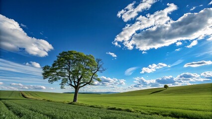 Fototapeta premium green field and blue sky