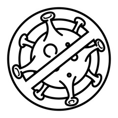 Made in the UK Corona virus inside a no symbol vector icon outline style.