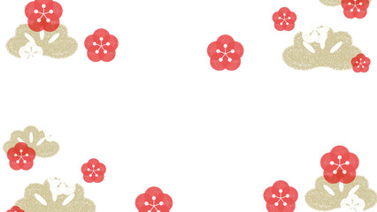 梅の花と松の和風フレーム