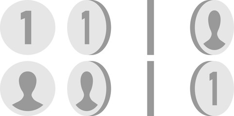 Basic 8-frame Rotating Silver Coin Sprite Sheet for Sprite Animation in Games and App UI. Vector Image.