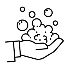 Made in UK Hand with soap suds vector icon outline style