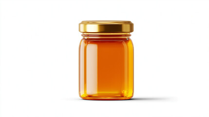 Luxury Honey Jar Mockup with Golden Cap on White Background