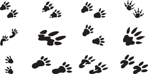 Collection of various animal tracks and paws. eps-10