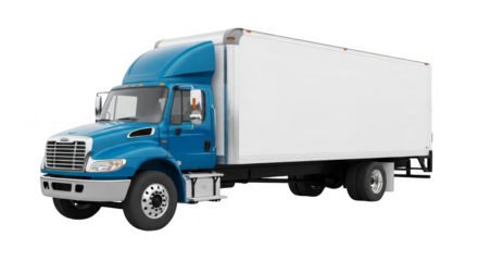 Blue delivery truck ready for transport