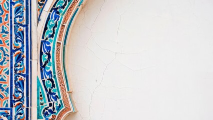 Detail of traditional persian mosaic wall with geometrical and floral ornament.