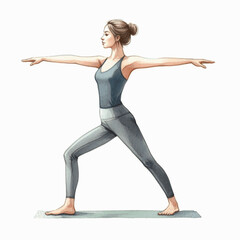 Fototapeta premium Steadfast Flow Yoga warrior isolated watercolor vector illustration svg