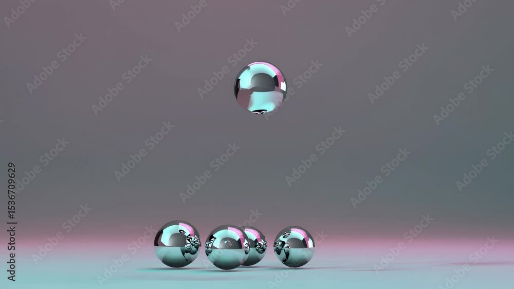 Poster metallic, reflective spheres hovering against a vibrant gradient backdrop create a captivating, futu