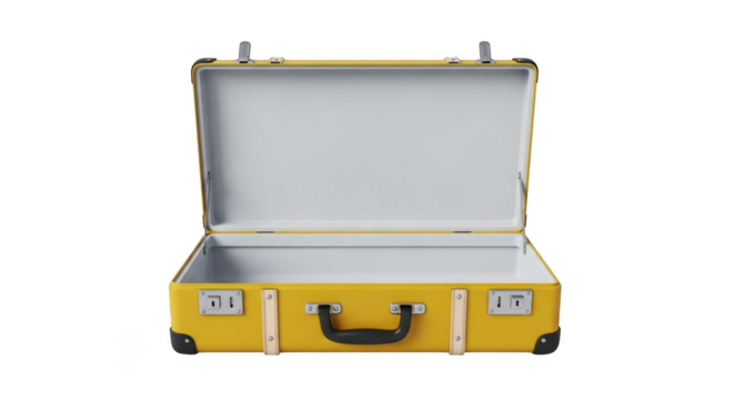 Empty golden suitcase adventure awaits