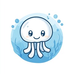 Cute jellyfish in a blue underwater scene