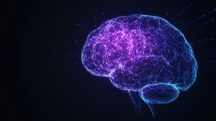 Colorful Abstract Brain Visualization with Neon Connections and Lights