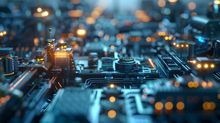 Depicting a high-tech factory where cybernetic, Cybernetic automation