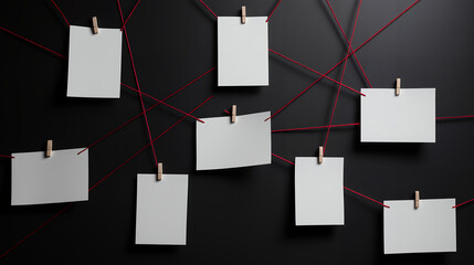 Investigation Board With Blank Notes Connected By Red Strings