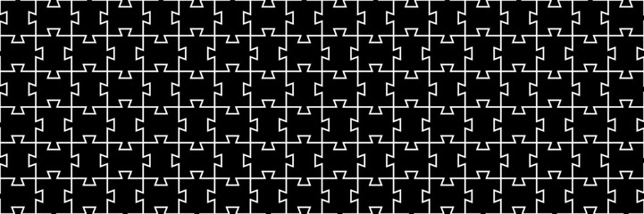 horizontal seamless black jigsaw puzzle game for pattern and background.
