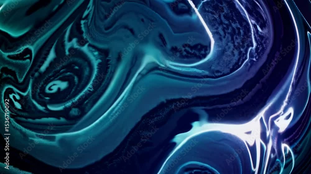 Poster mesmerizing turquoise and blue liquid swirls together, creating a captivating abstract visual with a