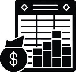 Savings and budget planner vector Silhouette illustration Spreadsheet of Income Expenses and Savings